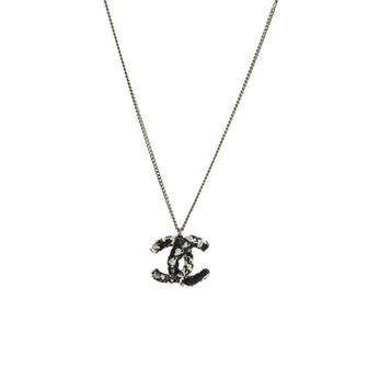Chanel CC Pendant Necklace Metal with Tweed