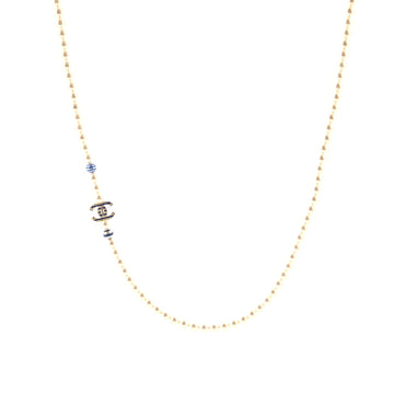 Chanel CC Long Necklace Faux Printed Pearls with Metal
