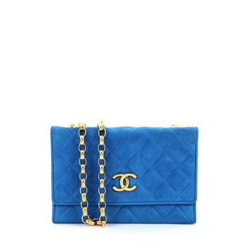 Chanel Vintage CC Chain Flap Bag Quilted Suede Small