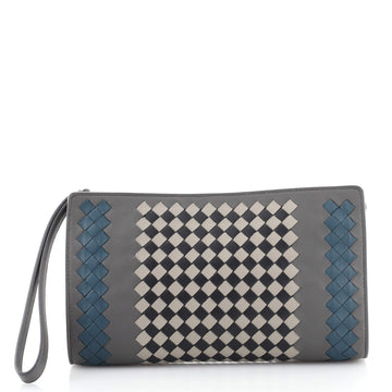 Bottega Veneta Wristlet Flap Clutch Leather with Intrecciato Nappa Detail