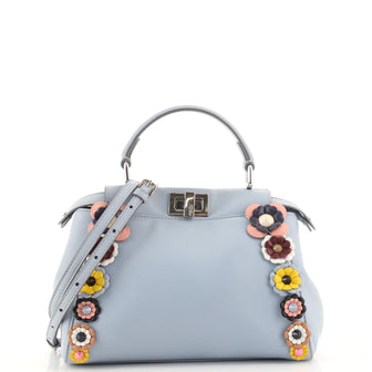 Fendi Flowerland Peekaboo Bag Embellished Leather Mini