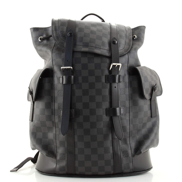 louis vuitton christopher damier graphite blue backpack Louis Vuitton Christopher Backpack Damier Graphite PM Black 163115131