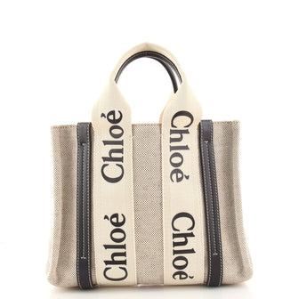 Chloe Woody Tote Canvas with Leather Small