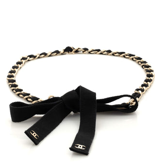 Chanel CC Bow Chain Belt Metal and Grosgrain