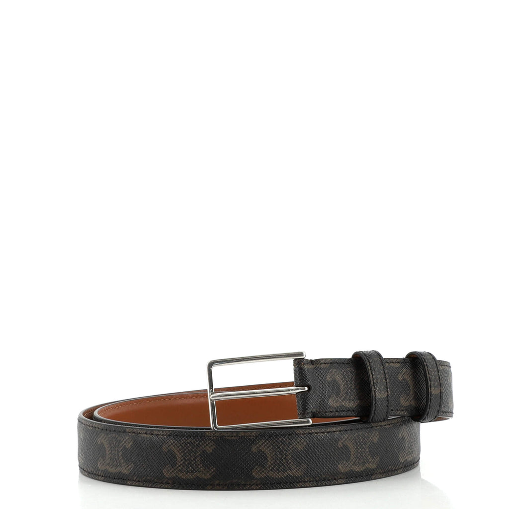 Shop CELINE Triomphe Medium triomphe belt in triomphe canvas and