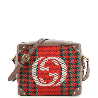 Gucci Trunk Shoulder Bag Houndstooth Canvas