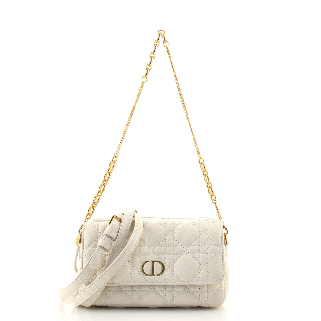 ショルダーバッグ Dior Caro Double Pouch Bag Cannage Quilt Christian Dior Caro Double Pouch Crossbody Bag Cannage Quilt
