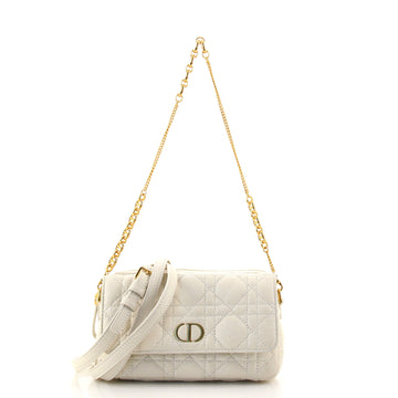 Christian Dior Caro Flap Double Pouch Crossbody Bag Cannage Quilt Calfskin