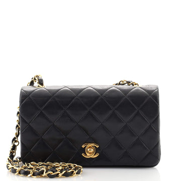 Chanel Vintage Full Flap Bag Quilted Lambskin Mini