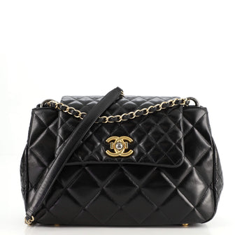 Chanel Daily Walk Accordion Flap Bag Quilted Glazed Calfskin Medium
