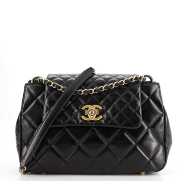 Chanel Daily Walk Accordion Flap Bag Quilted Glazed Calfskin Medium