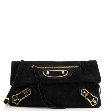 Balenciaga Classic Studs Envelope Strap Clutch Suede