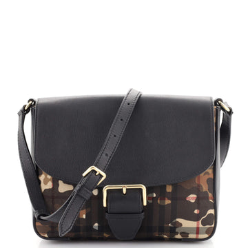 Burberry Dickens Crossbody Bag Camo Print Horseferry Check Canvas and Leather Small