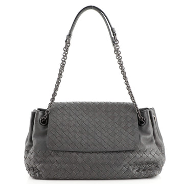 Bottega Veneta Accordion Flap Chain Shoulder Bag Intrecciato Nappa Small