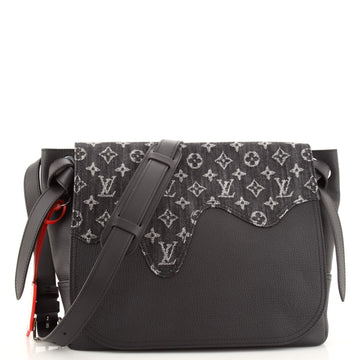 Louis Vuitton Nigo Besace Tokyo Messenger Bag Monogram Denim and Taurillon Leather