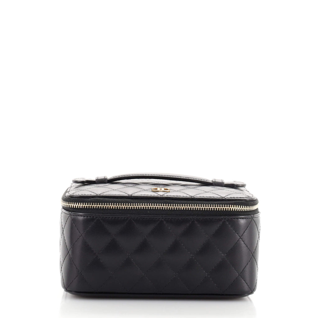 Chanel Zip Around Top Handle Jewelry Case Quilted Lambskin Small Black  163115271