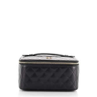 Chanel Zip Around Top Handle Jewelry Case Quilted Lambskin Small