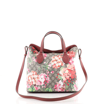 Gucci Signature Fold Over Tote Blooms Print GG Coated Canvas Medium