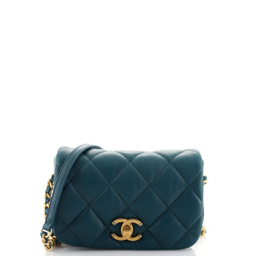 Chanel Nailed CC Full Flap Bag Quilted Calfskin Mini