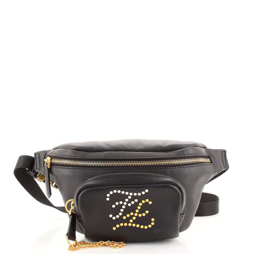 Fendi Karligraphy Front Pocket Waist Bag Studded Leather