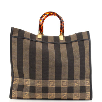 Fendi Sunshine Shopper Tote Pequin Canvas Large