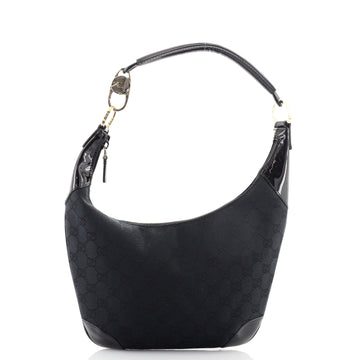 Gucci Vintage Zip Hobo GG Canvas and Patent Medium