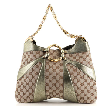 Gucci Bamboo Chain Shoulder Bag GG Canvas Large
