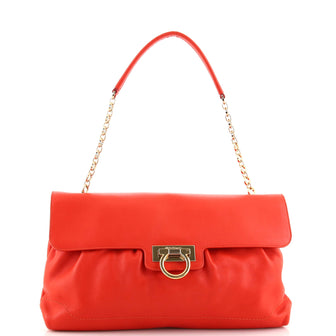 Salvatore Ferragamo W Chain Shoulder Bag Leather Medium