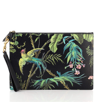Gucci Zipped Pouch Printed Leather Medium