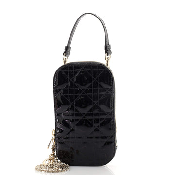 Christian Dior Lady Dior Phone Holder on Chain Cannage Quilt Patent