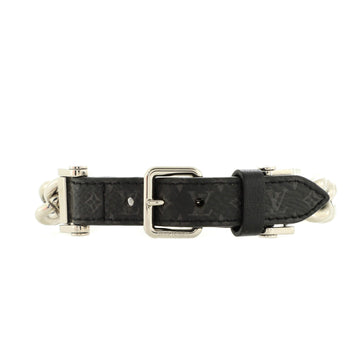 Louis Vuitton Belted Chain Bracelet Metal with Monogram Eclipse Canvas