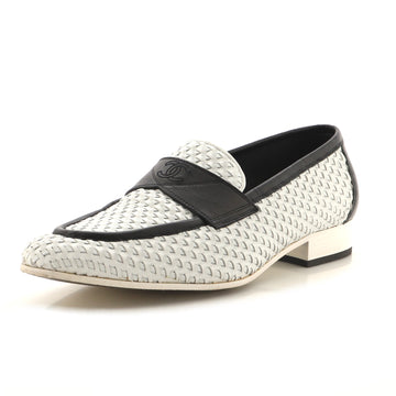 Chanel Women's CC Slip-On Loafers Woven Leather