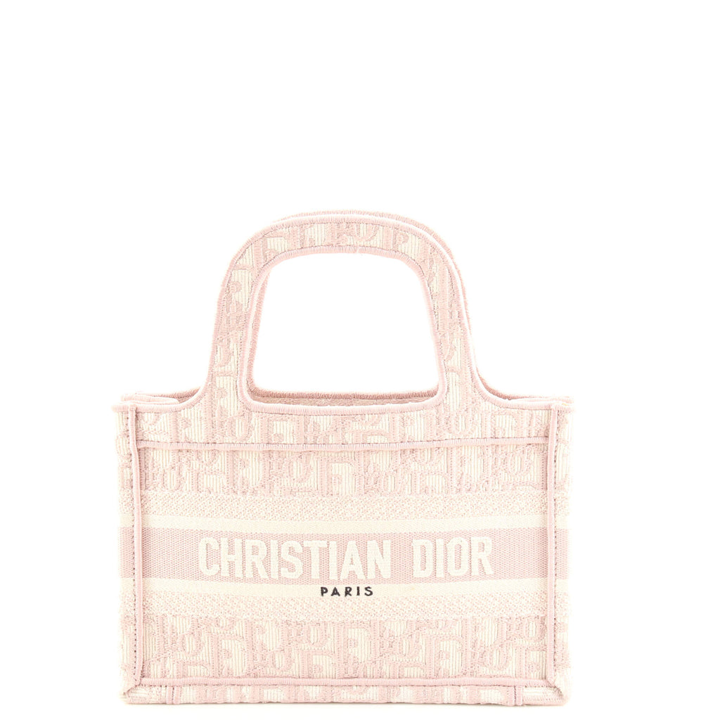 Christian Dior Mini Dior Book Tote Stripes Embroidery Pink For Women  Womens Handbags 9in23cm  Yebels Shop