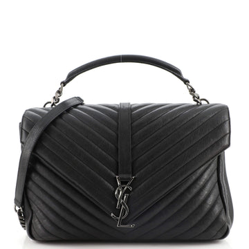 Saint Laurent Classic Monogram College Bag Matelasse Chevron Leather Large