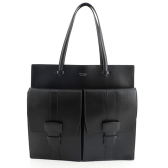 Salvatore Ferragamo Double Pocket Tote Leather Medium