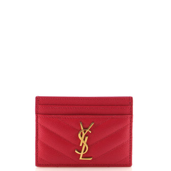 Saint Laurent Classic Monogram Card Holder Matelasse Chevron Leather