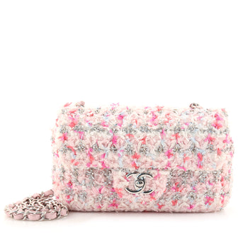 Chanel Classic Single Flap Bag Quilted Tweed and Ribbon Mini