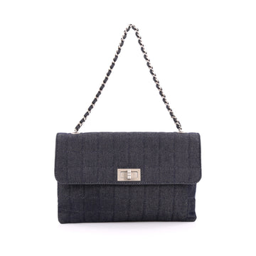 Chanel Chocolate Bar Pochette Quilted Denim Small Blue