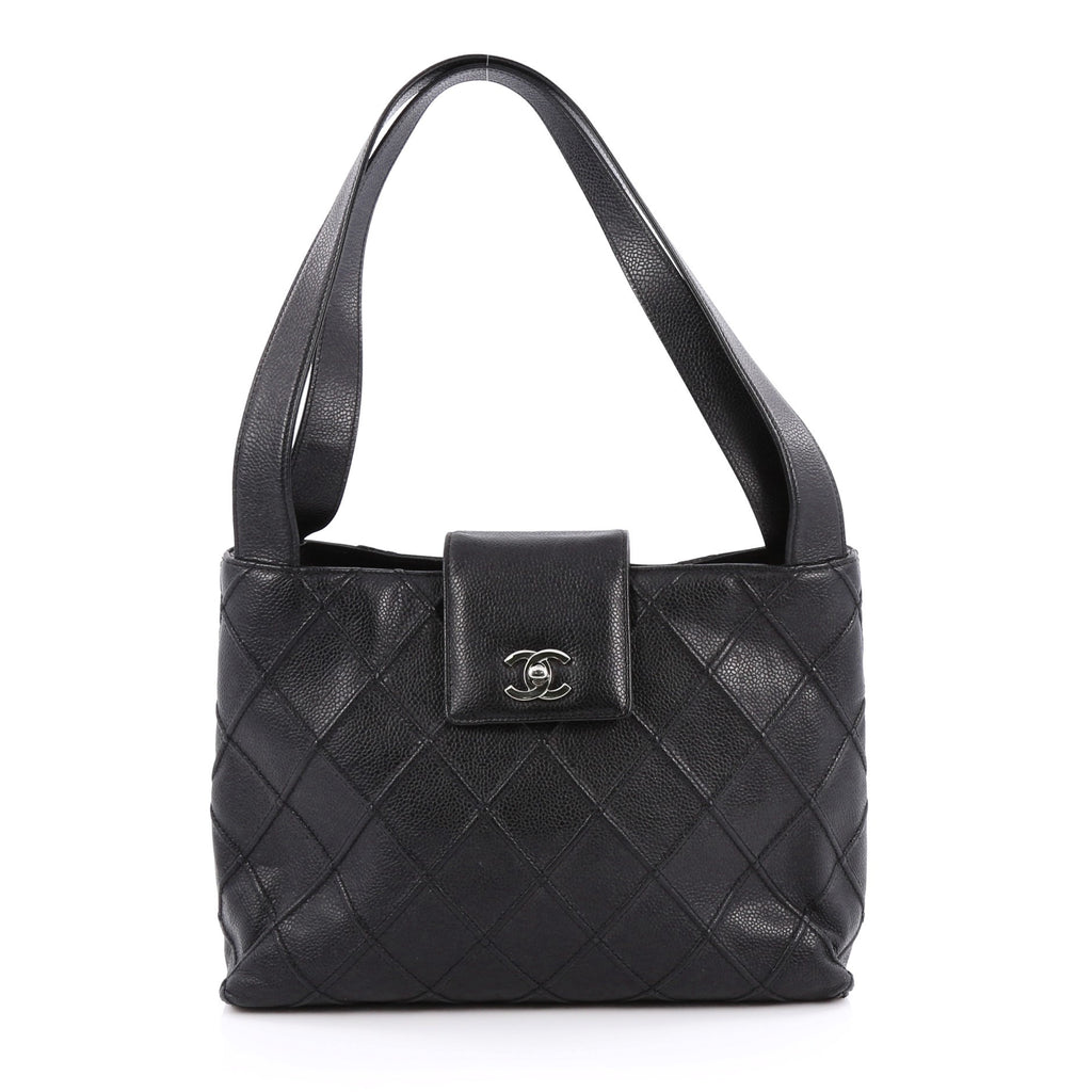 Buy Chanel Vintage CC Lock Flap Shoulder Bag Quilted Caviar 1632604