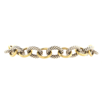David Yurman Oval Link Bracelet Sterling Silver and 18K Yellow Gold Medium