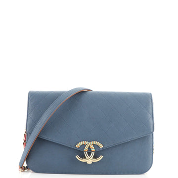 Chanel Thread Around Chain Flap Bag Quilted Caviar Medium