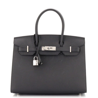Hermes Birkin Sellier Bag Black Epsom with Palladium Hardware 30