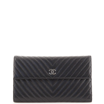 Chanel CC Trifold Wallet Chevron Lambskin Long