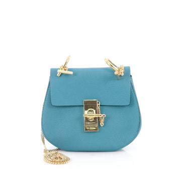 Chloe Drew Crossbody Bag Leather Mini Blue 