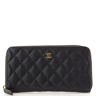 Chanel Zip Around Wallet Quilted Caviar Long