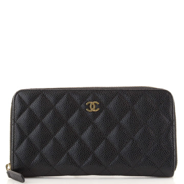 Chanel Zip Around Wallet Quilted Caviar Long