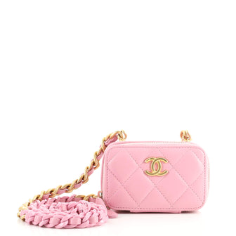 Chanel Candy Chain Zip Around Card Holder on Chain Quilted