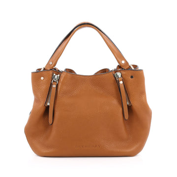 Burberry Maidstone Convertible Satchel Leather and House Check Canvas Small Brown