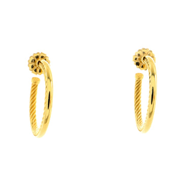 David Yurman Sculpted Cable Hoop Earrings 18K Yellow Gold Medium