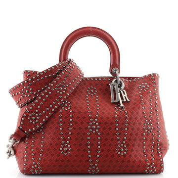 Christian Dior Supple Lady Dior Bag Studded Embossed Leather Large